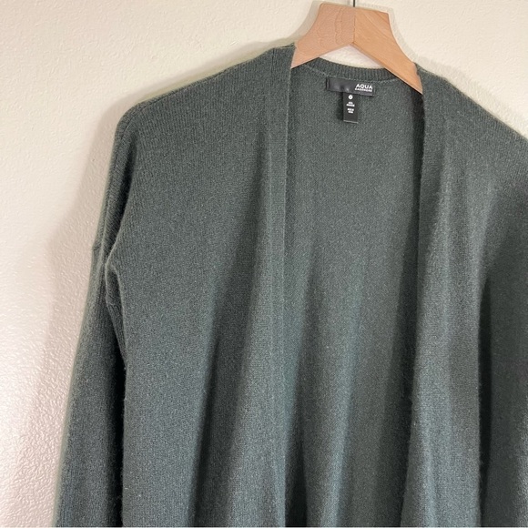 AQUA Cashmere Cardigan Olive Medium - Picture 3 of 7